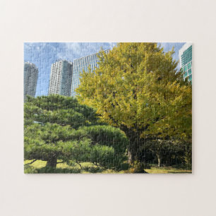Puzzle Ginkgo jaune doré et pin