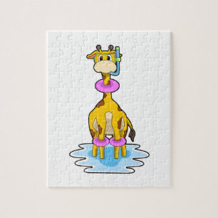 Puzzle Girafe à la natation avec anneau de natation