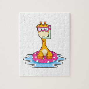 Puzzle Girafe à la natation avec tuba