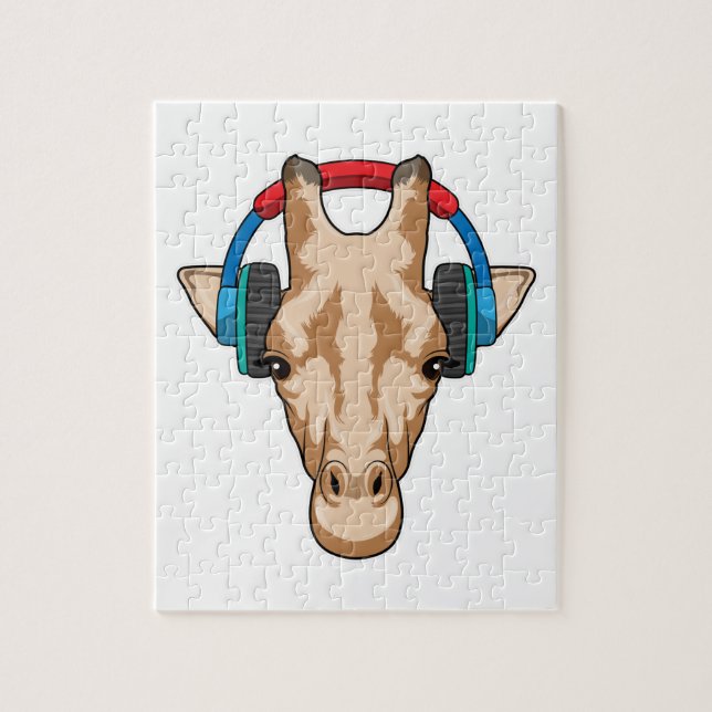 Puzzle Girafe at Music with Headphone (Vertical)