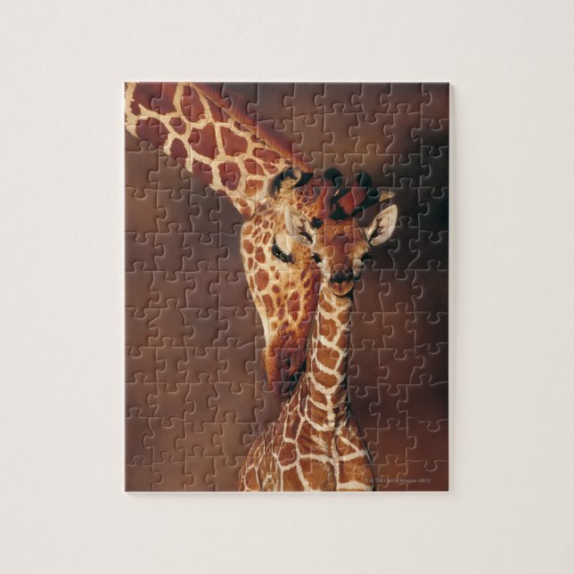 Puzzle Giraffe adulte avec veau (Giraffa camelopardalis) (Vertical)