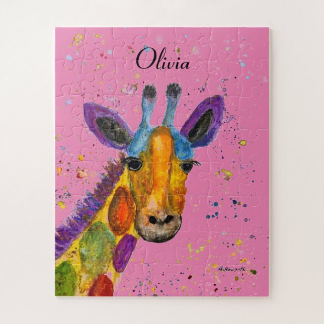 Puzzle Giraffe Animaux Abstraits Sauvages Cute Art Arc-en (Vertical)