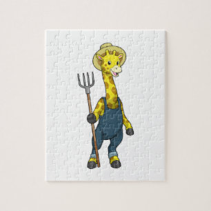 Puzzle Giraffe en fermier avec Pitchfork