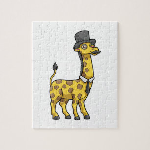 Puzzle Giraffe en Gentleman avec Casquette, Cravate et Mo