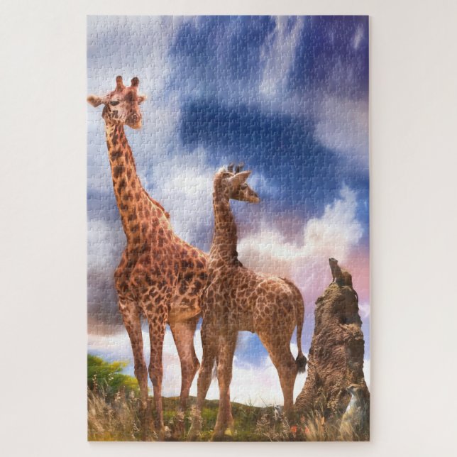Puzzle Giraffe Family MOMMY ÉTAIS-JE JAMAIS SI PETIT ? (Vertical)