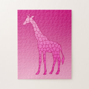 Puzzle Giraffe géométrique moderne, Fuchsia et rose clair