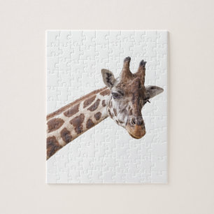Puzzle Giraffe Portrait Photo en blanc
