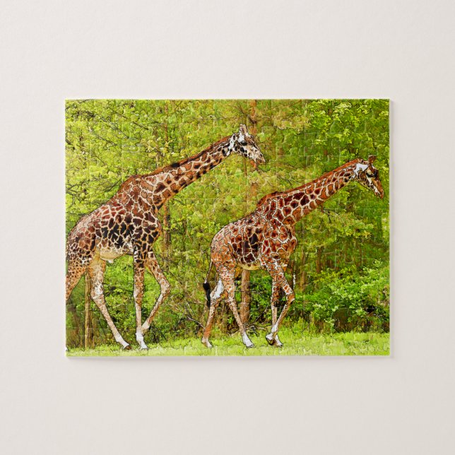 Puzzle Giraffes sauvages - Faune africaine (Horizontal)