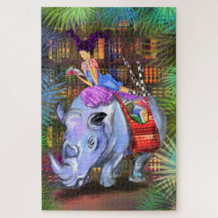 Puzzle Girl and Rhino - Bibliothèque dans la jungle - Ima