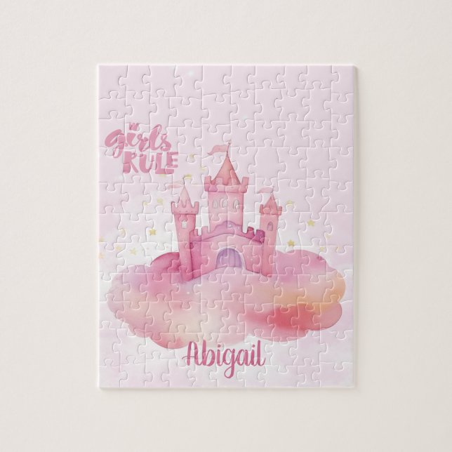 Puzzle Girl Rule Palace sur le nuage rose personnalisable (Vertical)