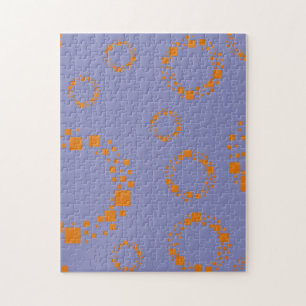 Puzzle girly orange purple circle squares pattern dizzy