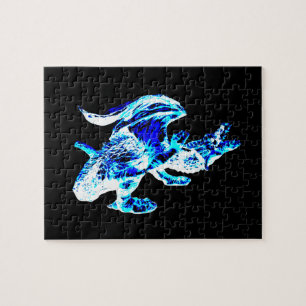 Puzzle Glace Bleue Dragon de Givre Volant Art Fantastique