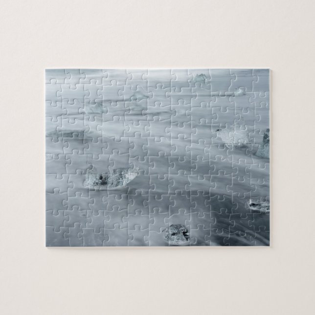 Puzzle Glace et eau sur une plage, Islande (Horizontal)