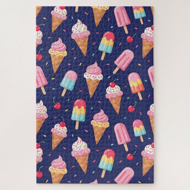 Puzzle Glace, sucettes et motif cerises (Vertical)