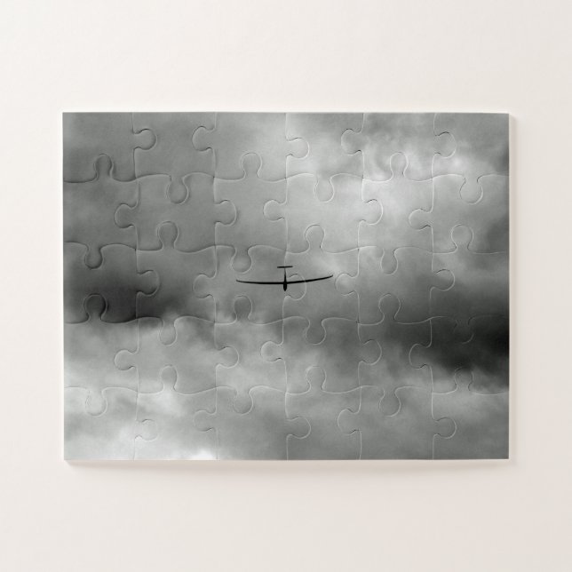Puzzle Glider flying in grey sky (Horizontal)