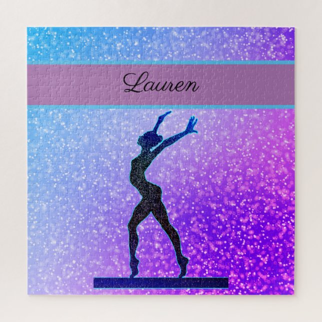Puzzle Glitter Gymnastics Beam Blue and Purple (Vertical)