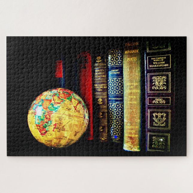 Puzzle Globe et livres vintages (Horizontal)