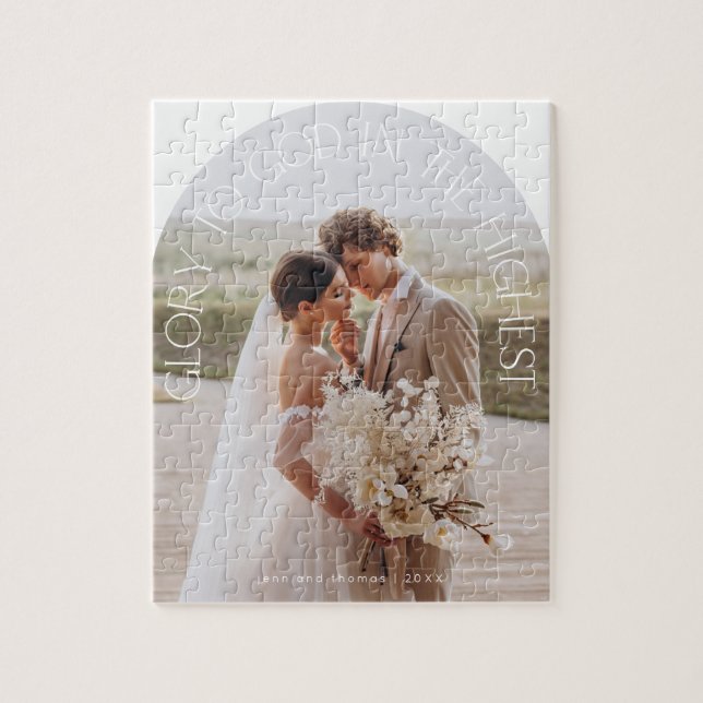 Puzzle Gloire à Dieu typographie d'arc moderne (Vertical)