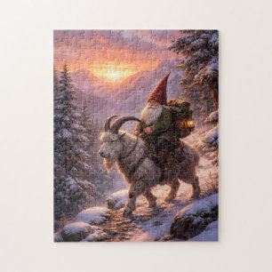 Puzzle Gnome chevauchant une chèvre de montagne