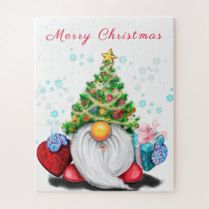 Puzzle Gnome mignonne avec arbre de Noël Casquette et ca