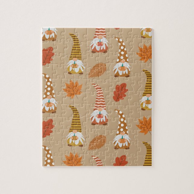 Puzzle Gnomes d'action de grâce avec feuilles d'automne (Vertical)