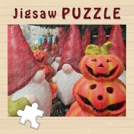 Puzzle Gnomes drôles avec citrouilles Photographie d'auto
