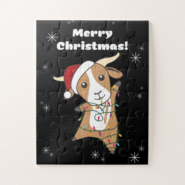 Puzzle Goat Christmas Goats Winter Animals (Vertical)