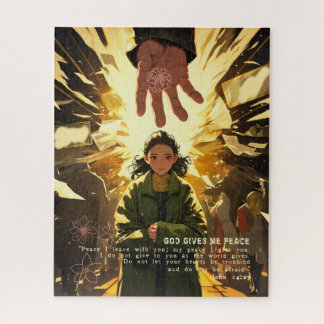 Puzzle God Gives Me Peace - Christian Vintage Retro Anime