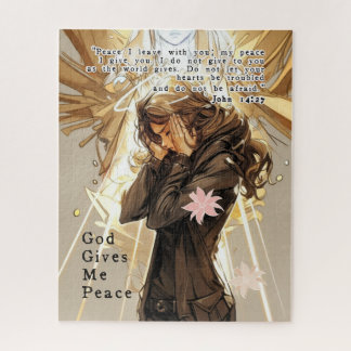 Puzzle God Gives Me Peace - Christian Vintage Retro Anime