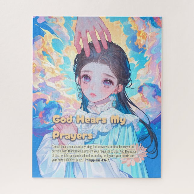 Puzzle God Hears My Prayers - Christian Retro Anime (Vertical)