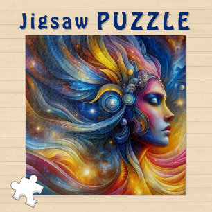 Puzzle Goddess Head Cosmic Cheveux fermé Yeux Juin -