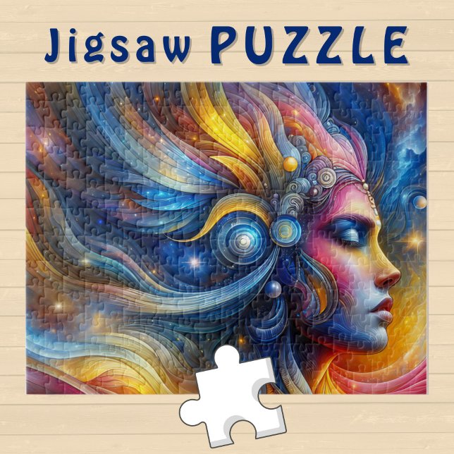 Puzzle Goddess Head Cosmic Cheveux fermé Yeux Juin - (Créateur téléchargé)
