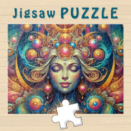 Puzzle Goddess Head sunny Cheveux fermés Yeux Juillet -