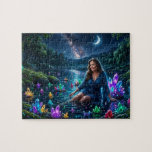 Puzzle Goddess of the Magical Crystal Lake<br><div class="desc">Artwork of a beautiful mature woman bathing in the waters of a magical lake of colorful crystals. Created in Google Flow and upscaled with Leonardo.ai.</div>