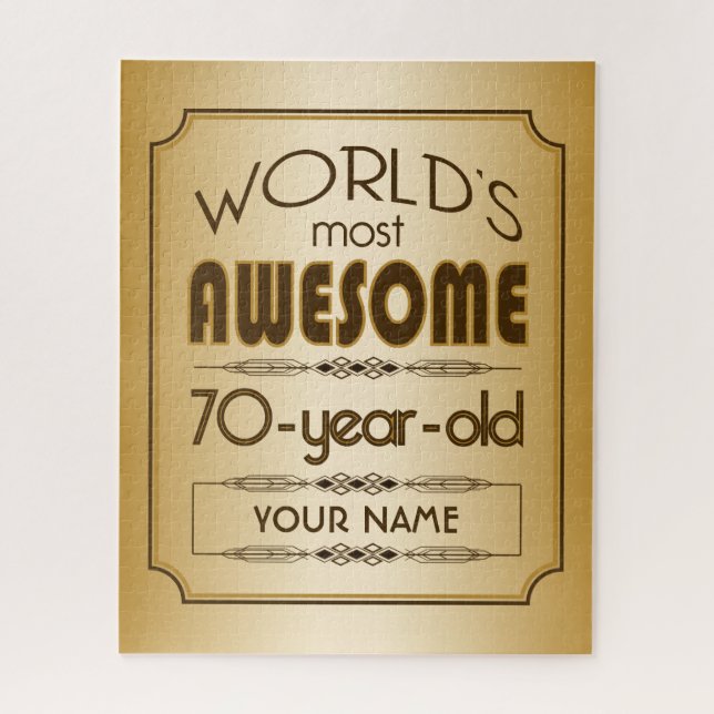 Puzzle Gold 70th Birthday Celebration World Best Fabulous (Vertical)