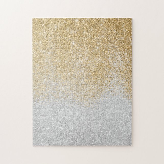 Puzzle Gold and Silver Glitter Ombre Luxury Design  (Vertical)