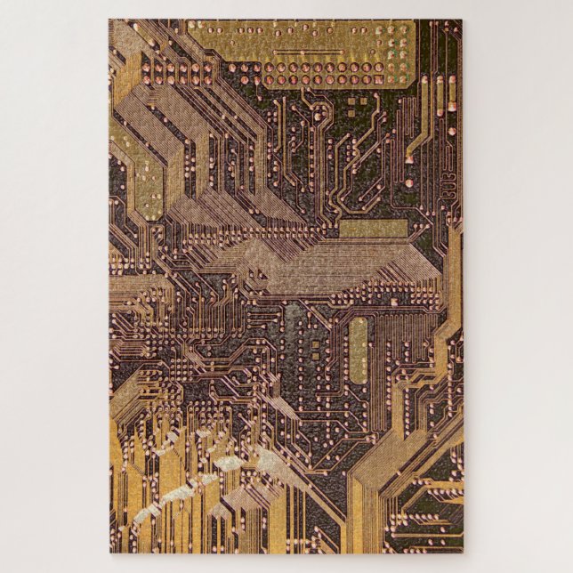 Puzzle Gold Cyber Circuit Board Tech Electronique (Vertical)