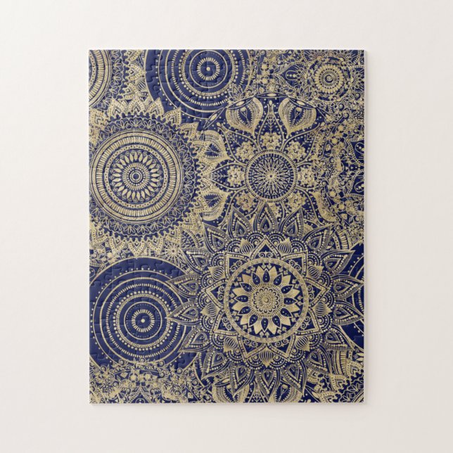Puzzle Gold Mandala Collection Blue Design (Vertical)