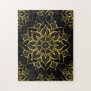 Puzzle Gold Mandala marbre noir yoga zen
