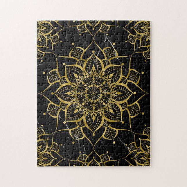Puzzle Gold Mandala marbre noir yoga zen (Vertical)