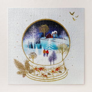 Puzzle Gold Winter Eve Couple Snowglobe Forest Accueil