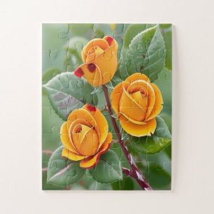 Puzzle Golden Bloom Trio   Rose Botanique Jaune 
