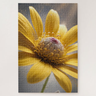 Puzzle Golden Bloom – Yellow Flower Macro Photography Art