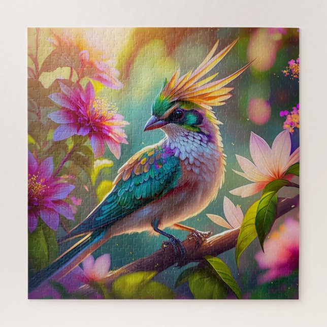 Puzzle Golden Crested Green Headed Finch Imaginaire Oisea (Vertical)