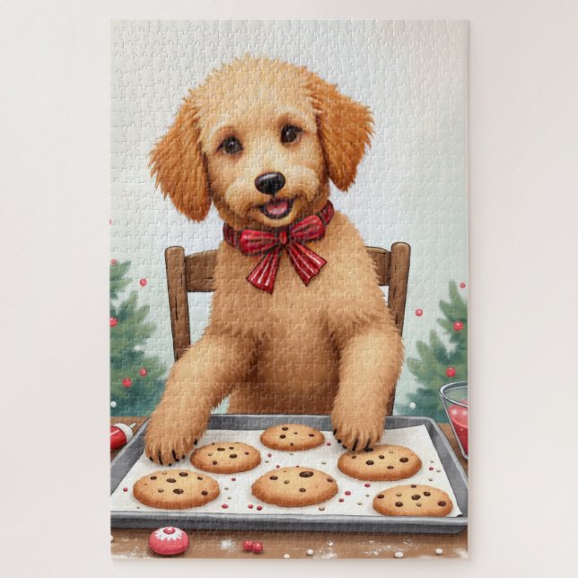 Puzzle Golden Doodle Décorant des Cookies de Noël (Vertical)