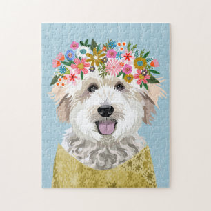 Puzzle Golden Doodle Dog Flower Crown