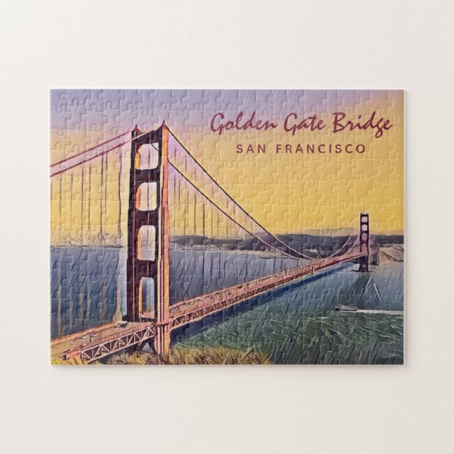 Puzzle Golden Gate Bridge San Francisco Peinture Vintage (Horizontal)