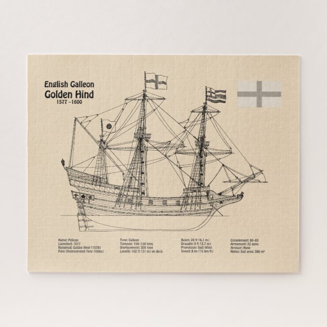 Puzzle Golden Hind - Plan directeur des navires SD (Horizontal)