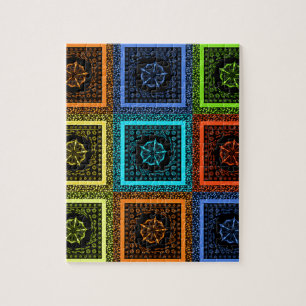 Puzzle Golden Red blue Green Masai Couleurs traditionnell
