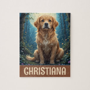 Puzzle Golden Retriever Assis Fantaisie Personnalisé
